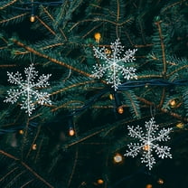 OAVQHLG3B 2.3 inches Large Silver Snowflakes Ornaments 6 Pack Big Plastic Glitter Snowflake Ornaments for Christmas Tree Winter Indoor Outdoor Window Giant Craft Hanging Snowflakes Decorations