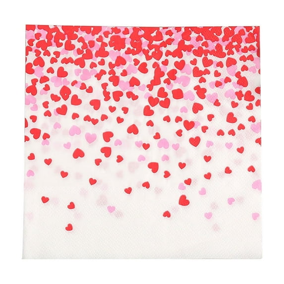 OAVQHLG3B 20 Pcs Valentine’s Day Heart Paper Napkins, Red Pink Disposable Lunch Napkins, Romantic Guest Napkins for Home Dinner Kitchen Valentine Anniversary Party Supplies Decorations