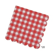 OAVQHLG3B 20 Sheet Red and White Gingham Paper Napkins Disposable Checkered Napkin Bulk 4.9 x 4.9 in Buffalo Plaid Towels for Dinner Picnic BBQ Christmas New Year Birthday Party