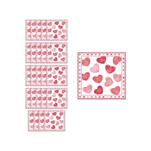 OAVQHLG3B 20pcs Valentine Day Paper Napkins, Red Heart Napkins Disposable Luncheon Dinner Soft Absorbent Disposable Napkins for Wedding Party Dinner Kitchen Bathroom 6.5 x 6.5 Inch