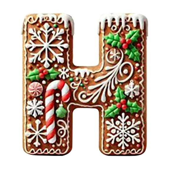 OAVQHLG3B 26 Gingerbread Alphabet Ornaments for Christmas Tree Candy Initial Letter A Pendant with Berries Pattern Mini Alphabet Hanging Decorations for Party Gifts DIY Decor
