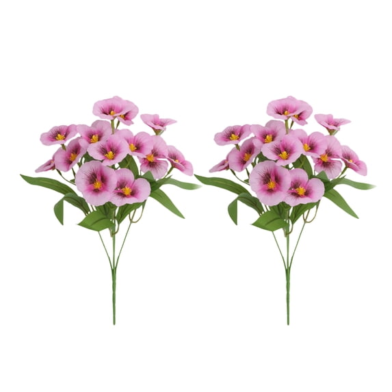 OAVQHLG3B 2PC Artificial Flowers, Artificial Silk Pansy Flowers Outdoor Spring Flowers Pansies Wildflower Plants Faux Impatiens for Window Box Wedding Party Outside Garden Porch Decor,White 12.2 Inch