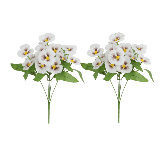 OAVQHLG3B 2PC Artificial Flowers, Artificial Silk Pansy Flowers Outdoor Spring Flowers Pansies Wildflower Plants Faux Impatiens for Window Box Wedding Party Outside Garden Porch Decor,White 12.2 Inch
