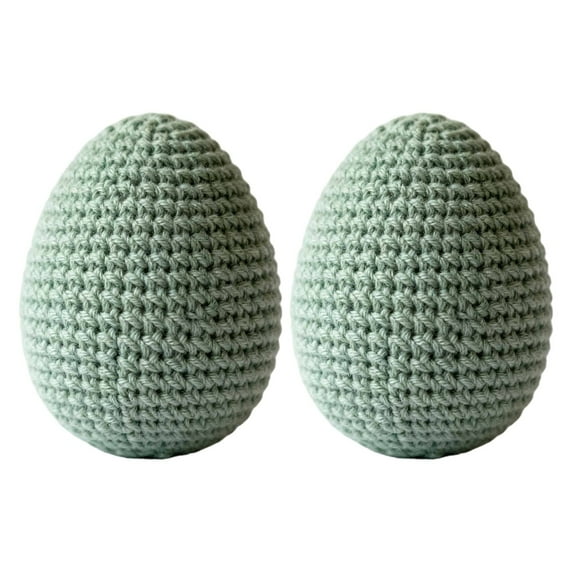 OAVQHLG3B 2PCS Handmade Crochet Easter Eggs 1.97 × 2.76inch Fabric Wrapped Easter Egg with Foam Filler Rustic Knitted Egg Ornaments for Tiered Tray Basket Stuffers Spring Party Decor