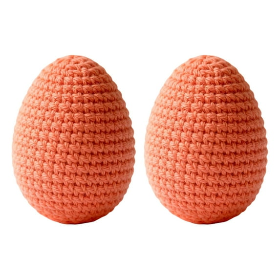 OAVQHLG3B 2PCS Handmade Crochet Easter Eggs 1.97 × 2.76inch Fabric Wrapped Easter Egg with Foam Filler Rustic Knitted Egg Ornaments for Tiered Tray Basket Stuffers Spring Party Decor