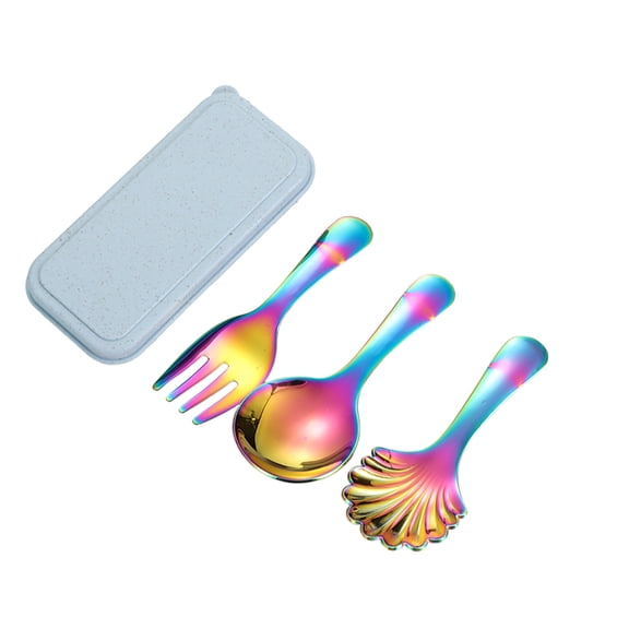 OAVQHLG3B 3 Pcs Stainless Steel Mini Spoon with Storage Box, Short Handle Small Round Suitable For Dessert, Tea, Coffee, Cake, Sugar, Ice Cream Coffee Tea Spoon