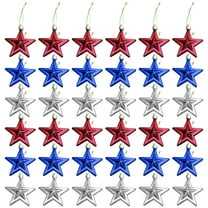 OAVQHLG3B 36Pcs Patriotic Star Ornaments 4th of July Decorations Memorial Day Independence Day Labor Day Veterans Day Decorations for Home Party Christmas Tree Decor, Blue Red and Silver