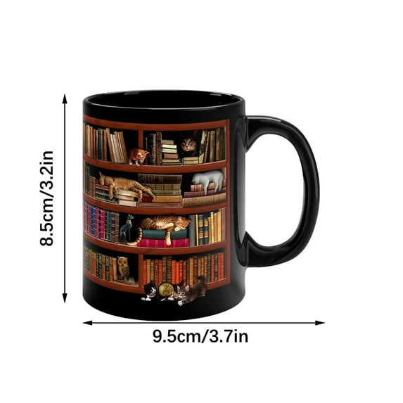 OAVQHLG3B 3D Bookshelf Mug - A Library Shelf Cup, Library Bookshelf Mug, Book Lovers Coffee Mug, Creative Space Design Multi-Purpose Ceramic Mug, Cool Gifts for Readers Bookish 3D White Mug