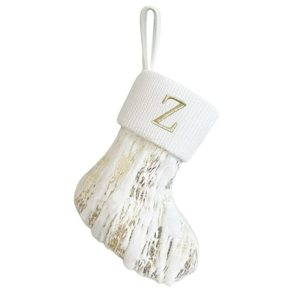 OAVQHLG3B Personalized Christmas Stocking with Letter Gold Mini Plush Initial Embroidered Christmas Stocking for Xmas Holiday Family Decorations