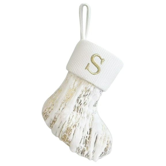 OAVQHLG3B Personalized Christmas Stocking with Letter Gold Mini Plush Initial Embroidered Christmas Stocking for Xmas Holiday Family Decorations