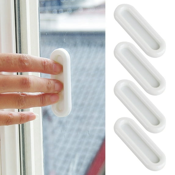 OAVQHLG3B 4 Pieces Self-Stick Instant Cabinet Drawer Handle Helper Auxiliary Kitchen Cabinet Door Window Handle Sticker Convenient Opening Stick-On Handles
