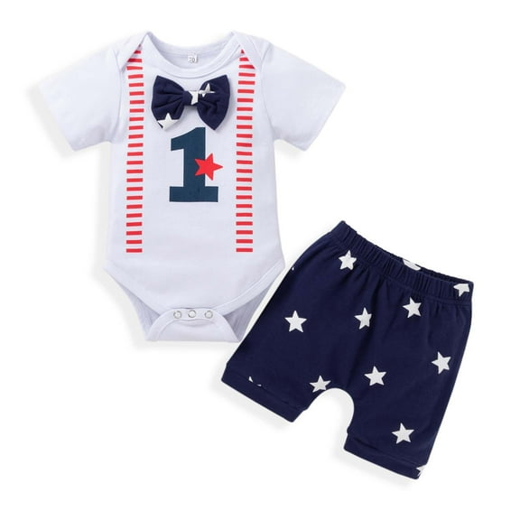 OAVQHLG3B 4th July Baby Girl Outfits Bow T Shirt+American Flag Shorts