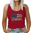 thumbnail image 1 of OAVQHLG3B 4th of July Outfits for Women American Flag Shirt Patriotic T-Shirts Women's Round Neck Independence Day Printing Sleeveless Casual Loose Vest Tops, 1 of 2