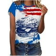 thumbnail image 1 of OAVQHLG3B 4th of July Outfits for Women American Flag T Shirt Summer Tops for Women Tops Printe Casual Loose Fit Tee Shirts Blouse Print Round-neck Shirt, 1 of 4