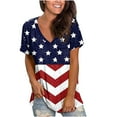 thumbnail image 1 of OAVQHLG3B 4th of July Outfits for Women American Flag T Shirt Summer Tops for Women Summer T Shirts Short Sleeve Tunic Strappy Print V-Neck Shoulder Tops, 1 of 6