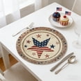 thumbnail image 1 of OAVQHLG3B 4th of July Patriotic Round Placemats Set,America Flag Stars Element Patterned Placemats, Memorial Day Independence Day Table Mats for Party Kitchen Dining Decorations, 1 of 6