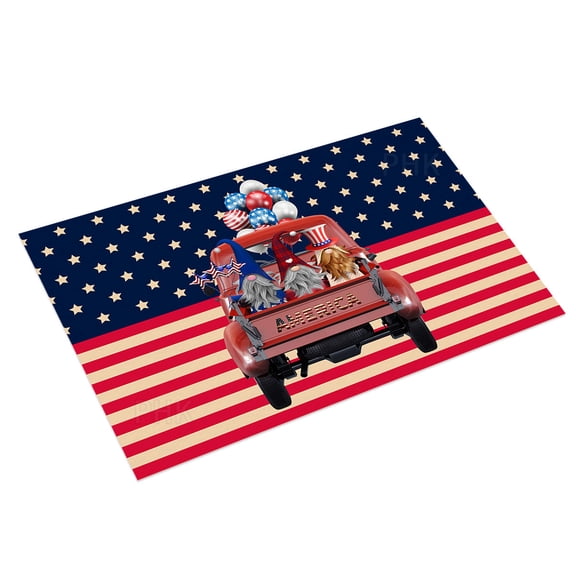 OAVQHLG3B 4th of July Welcome Mats for Front Door Indoor, Patriotic USA Flag Non Slip Door Mats Rugs Farmhouse Entrance Doormat, Floor Mat Machine Washable Independence Day Decorations