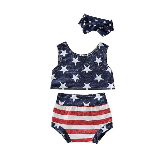 OAVQHLG3B 4th of July Baby Girl Outfits Boys Girls Independence Day American Flag Vest Shorts Headwear Clothes Set