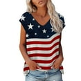 thumbnail image 1 of OAVQHLG3B 4th of July Outfits for Women American Flag T Shirt Short Sleeve V-Neck Flag Printed Casual T-shirt Tops Blouse, 1 of 5