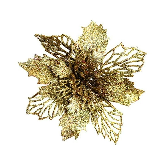 OAVQHLG3B 5 Pcs Christmas Glitter Poinsettia Flowers Christmas Tree Ornaments Artificial Christmas Flowers Decorations with Clips for Xmas Holiday Wreath Wedding Party Floral Decorations