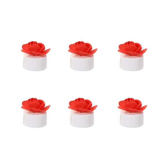 OAVQHLG3B 6 Pack Artificial Rose Tea Light, Valentine's Day Rose Petals Flameless LED Candle Lights for Romantic Night Anniversary Wedding Party Decor