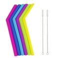 thumbnail image 1 of OAVQHLG3B 6PC Reusable Silicone Straws Flexible Easy to Clean + 2 Cleaning Brushes - BPA Free, No Rubber Taste Drinking - Best Value, 1 of 3