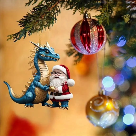 OAVQHLG3B Dragon Christmas Tree Hanging Ornament, Acrylic Christmas Hanging Ornament Holiday Festive Decoration Ornament Car Window Pendant Decor