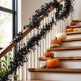 thumbnail image 1 of OAVQHLG3B 71 inch Artificial Halloween Garland, Black Eucalyptus Hanging Garlands, Halloween Vines for Mantle Fireplace Table Home Indoor Decor, 1 of 7