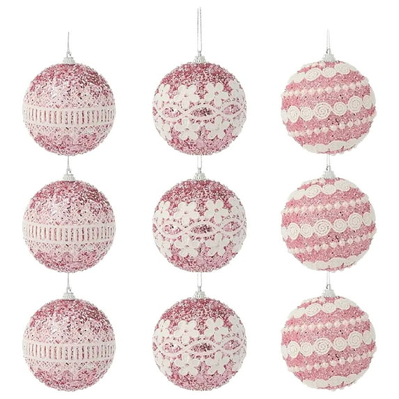 OAVQHLG3B 9 Pcs Christmas Ball Ornaments Lace Ball Christmas Tree Decoration Pendant Colorful Ball Christmas Ball Pendant Window Decoration