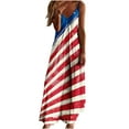 thumbnail image 1 of OAVQHLG3B American flagSummer Dress for Women 4th of July Outfits for Women Sling Mid-waist V-neck Sleeveless Stripe Printing Slim Beach Long Dress, 1 of 5