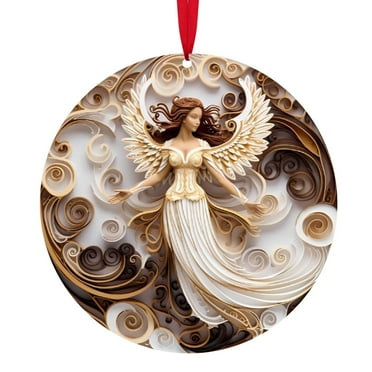 Clearance! Angel Christmas Ornaments Round Wooden Christmas Tree Decoration Set Retro Small Christmas Angel Hanging Decorations Figure for Crafts Holiday Party Decoration