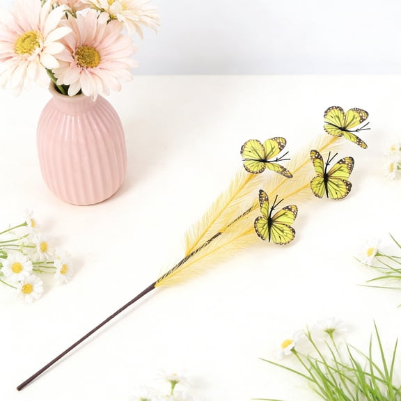OAVQHLG3B Artificial Butterfly Decorations,Butterfly Decor for Crafts, DIY 3D Unique Decorative Butterflies for Fake Flowers Easter Spring Fall Wedding Party Home Decor Yellow 25 inch
