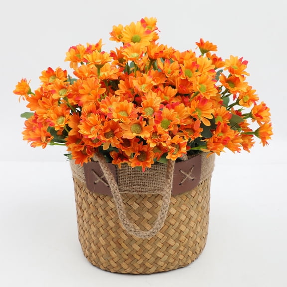 OAVQHLG3B Artificial Fake Flowers Fall Decor, Colorful Daisy Faux Flower Tables Centerpieces Fall Decorations for Home, Artificial Flowers Bouquet for Front Door Porch Patio Yard Balcony Orange