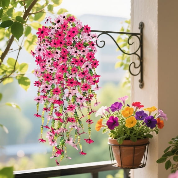 OAVQHLG3B Artificial Hanging Flowers, Fake Hanging Plants Violets Vines UV Resistant for Wall Home Room Garden Wedding Indoor Outdoor Spring Summer Fall Decoration