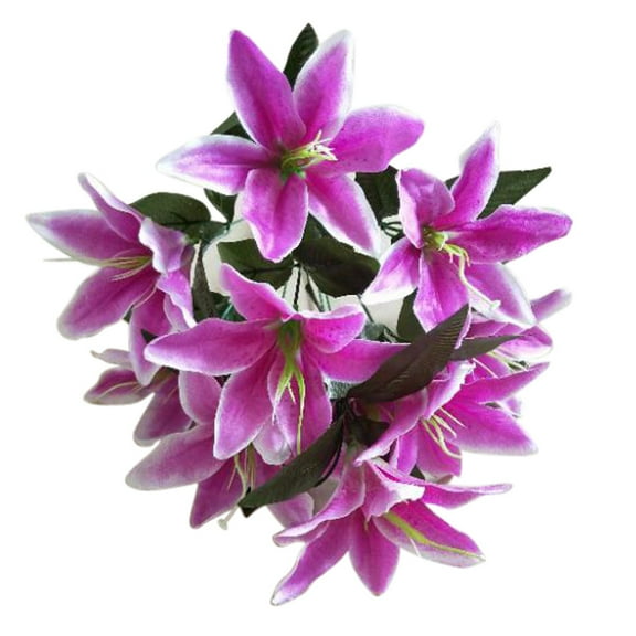 OAVQHLG3B Artificial Lily 10 Heads Fake Lily Artificial Flower Wedding Party Decor Bouquet Home Hotel Office Garden Craft Art Decor