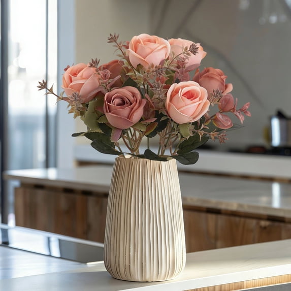 OAVQHLG3B Artificial Rose Bud Silk Flowers Bush 11.8" Long Artificial Flower Bush for Wedding Decor Home Decoration Faux Roses Decor- Fake Red Rose with Stem
