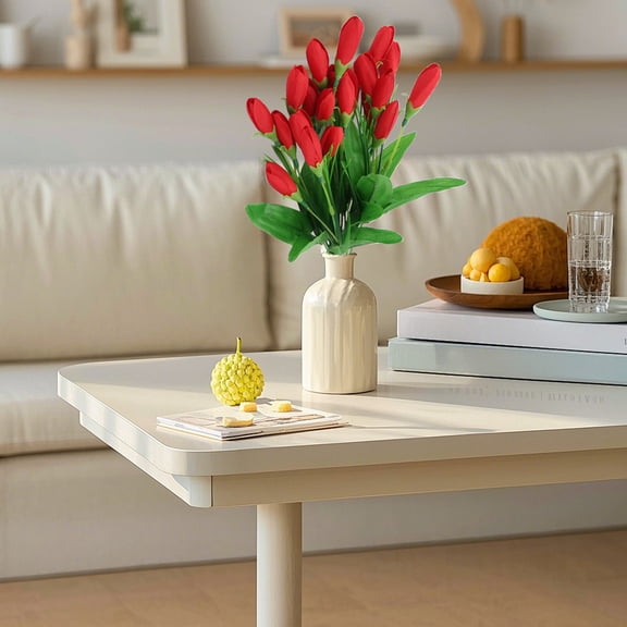 OAVQHLG3B Artificial Tulips, Artificial Flowers Fake Tulips Arrangement Bouquet for Home Office Wedding Decor Red 13.7 Inch