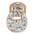 thumbnail image 1 of OAVQHLG3B Baby Girls Plaid Print Bibs Set Cute Linen Cotton Double Sided Saliva Headband Set 1 Bib Wipe 2 Bow Tiara, 1 of 2
