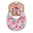 thumbnail image 1 of OAVQHLG3B Baby Girls Plaid Print Bibs Set Cute Linen Cotton Double Sided Saliva Headband Set 1 Bib Wipe 2 Bow Tiara, 1 of 3