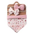 thumbnail image 1 of OAVQHLG3B Baby Girls Plaid Print Bibs Set Cute Linen Cotton Double Sided Saliva Headband Set 1 Bib Wipe 2 Bow Tiara, 1 of 2