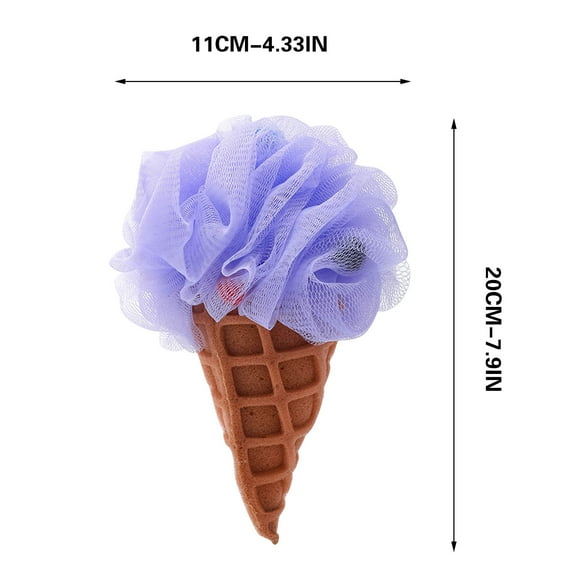 OAVQHLG3B Bath Loofah Sponge Ice Cream Cone Shower Sponge Exfoliating Mesh Pouf Bath Ball Body Scrubber Exfoliator for Men Women