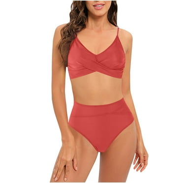 OAVQHLG3B Bikini Sets for Women,Summer Women's Split Solid Color High Waist Open Back Bikini Swimsuit Bathing Suit Swimsuits