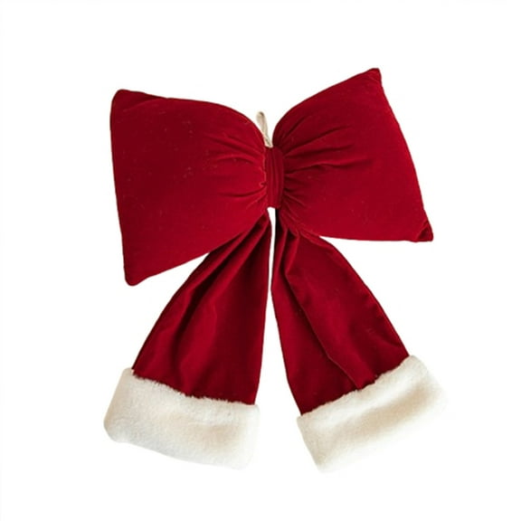 OAVQHLG3B Burgundy Velvet 3D Christmas Bow, Large Holiday Decoration, Tree Hanging, for Window Decor, Indoor Accents