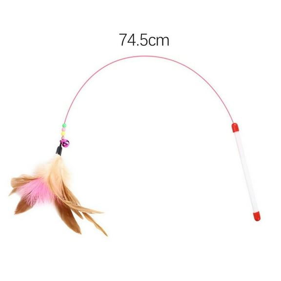 OAVQHLG3B Cat Feather Toy, Interactive Cat Toys, Cat Toys Wand, Interactive Pet Cat Kitten Chaser Teaser Wire Wand with Bell Beads for Cat Exercise Play Fun Gifts