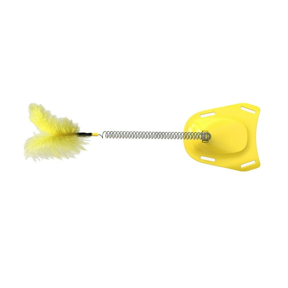 OAVQHLG3B Cat Teaser Wand Update Metal Wire Spring Cat Toy with Feather and Bell Sucker Cat Teaser Rod Interactive Cat Tease Toys