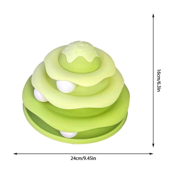 OAVQHLG3B Cat Toys Ball Track, Turntable Cat Tower Toy with 3-Tier Roller, Multi-Level Interactive Cat Toys for Indoor Cats, Fun Puzzle Kitten Exercise Toys with Colorful Chase Balls