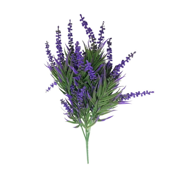 OAVQHLG3B Artificial Flowers for Outdoor Plants 7 Fork Fake Lavender Plastic Faux Monkey Grass for Verandah Window Garden Office Patio Front Porch for Planter