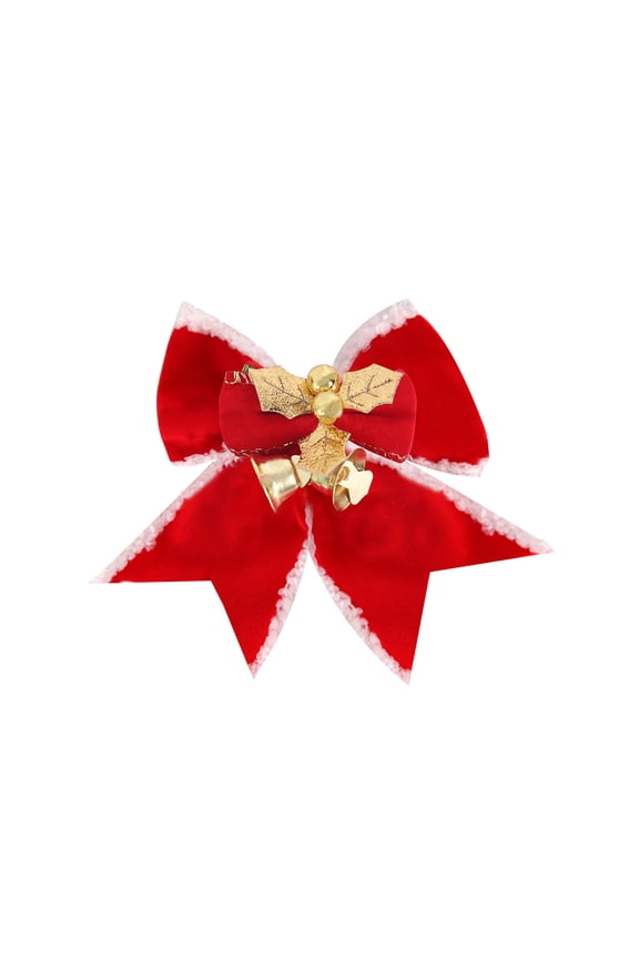 Christmas Bow with Bells Christmas Tree Bows Mini Burlap Xmas Bowknot Christmas Ribbon Bows Christmas Craft Bow Hanging Decorations for Christmas Tree Ornaments Presents Wrapping