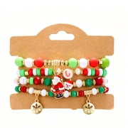 OAVQHLG3B Christmas Bracelets for Women, Snowflake Santa Claus Christmas Tree Festive Beaded Bracelets Stackable Stretch Friendship Bracelets
