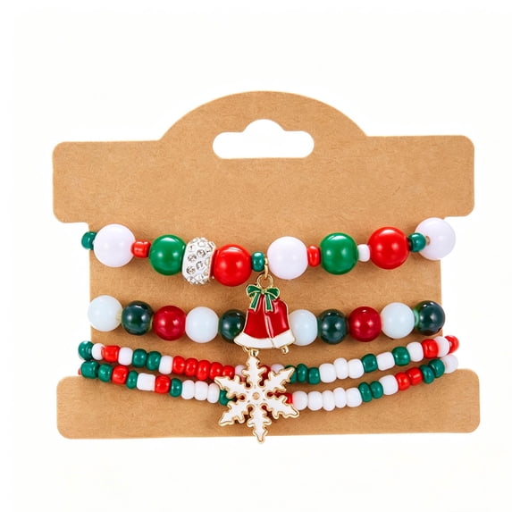 OAVQHLG3B Christmas Bracelets for Women, Snowflake Santa Claus Christmas Tree Festive Beaded Bracelets Stackable Stretch Friendship Bracelets